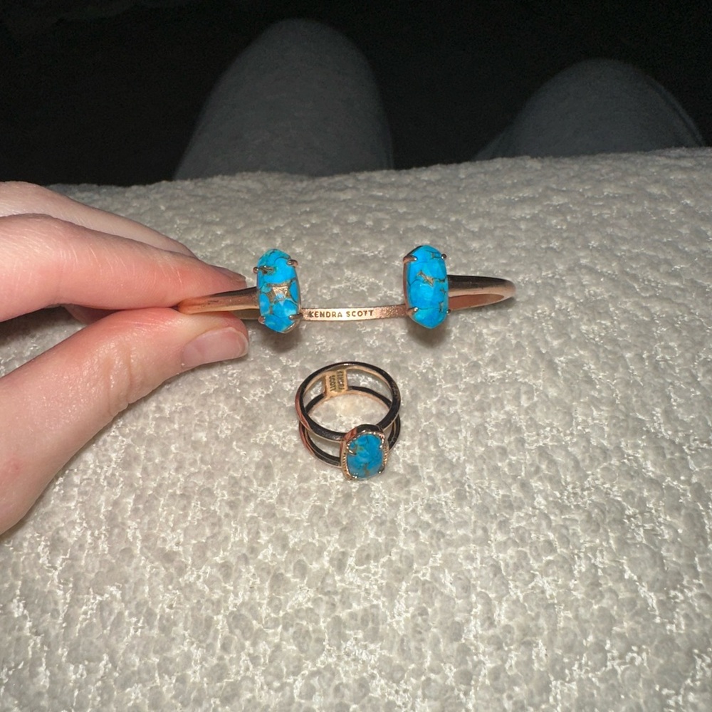 Kendra Scott Turquoise Stone Bracelet and Ring Set - Picture 2 of 5